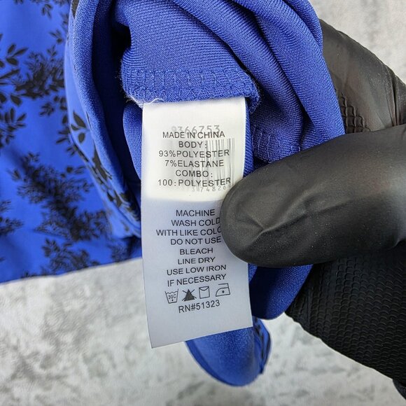 Vince Camuto Dress Womens Small Blue Black Sleeveless Floral Fit Flare Stretch - Picture 7 of 10